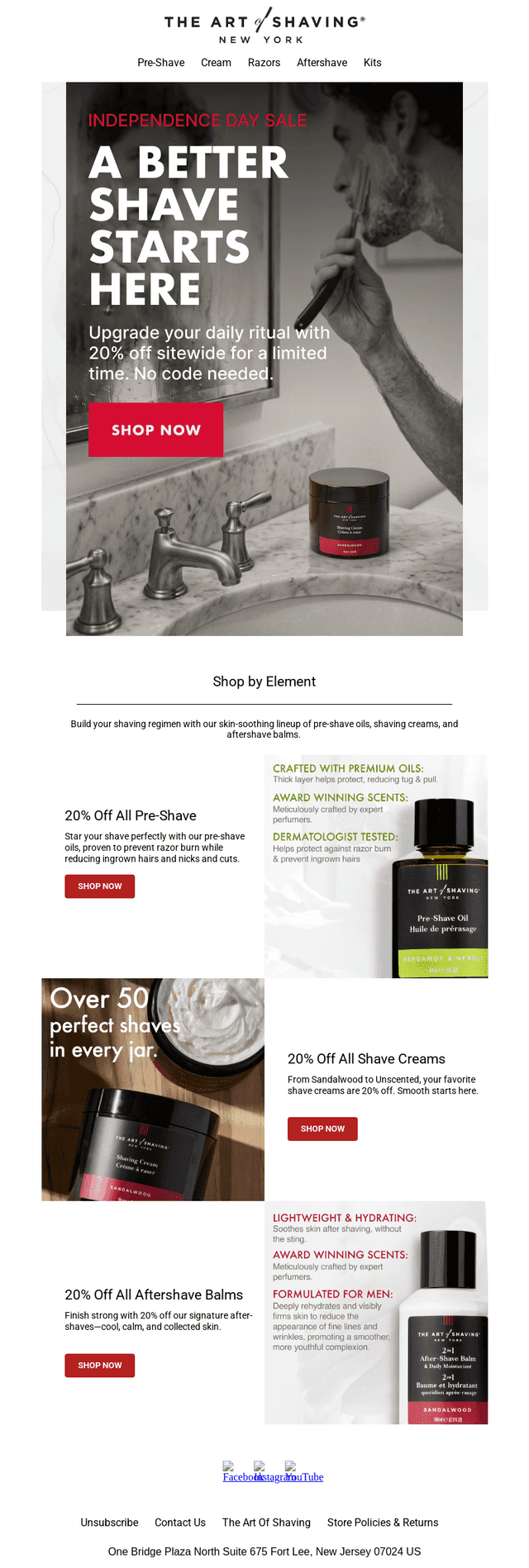 The Art of Shaving email from Wed, Jul 1, 2026