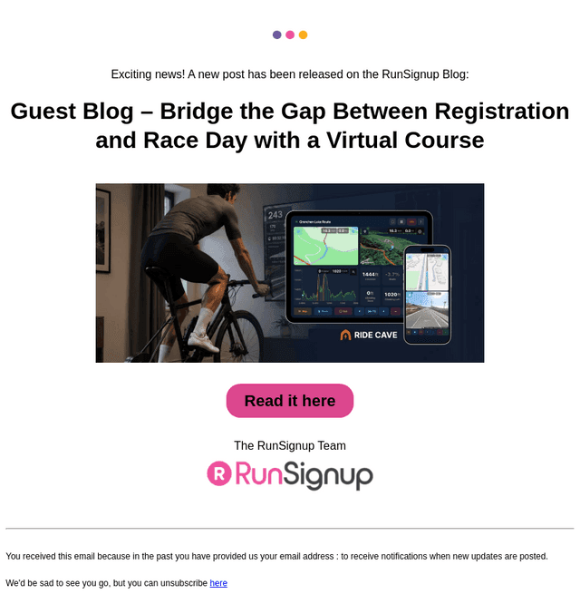 RunSignUp email from Thu, Jul 2, 2026
