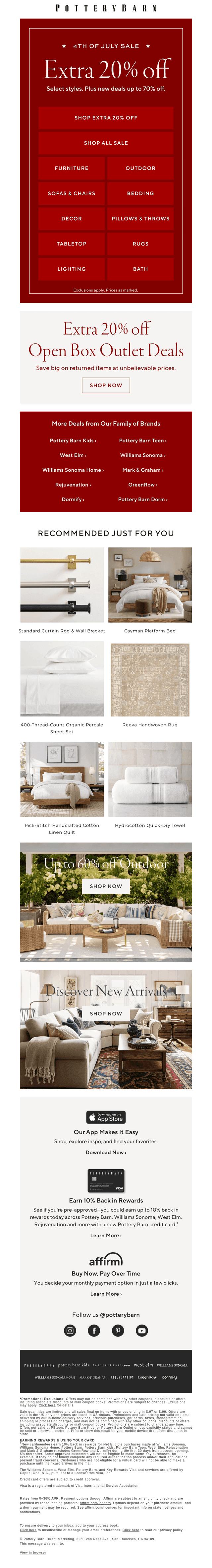 Pottery Barn email from Thu, Jul 2, 2026