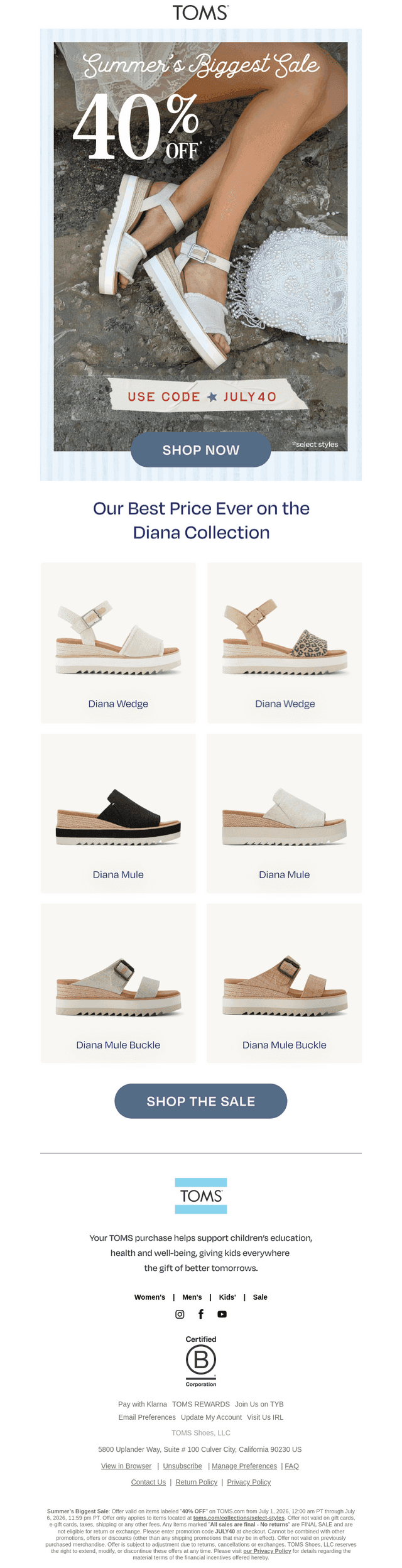 40% Off Diana Wedges