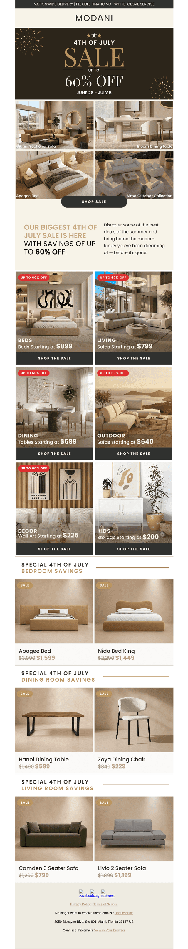 Modani Furniture email from Thu, Jul 2, 2026