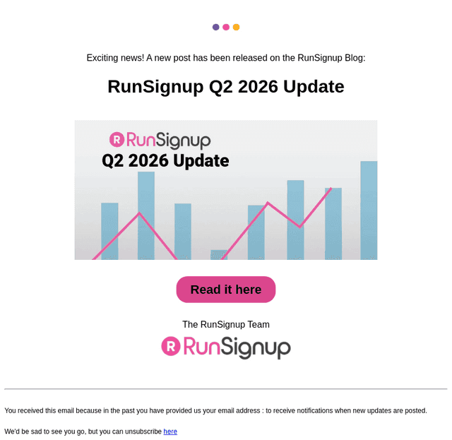 RunSignUp email from Fri, Jul 3, 2026
