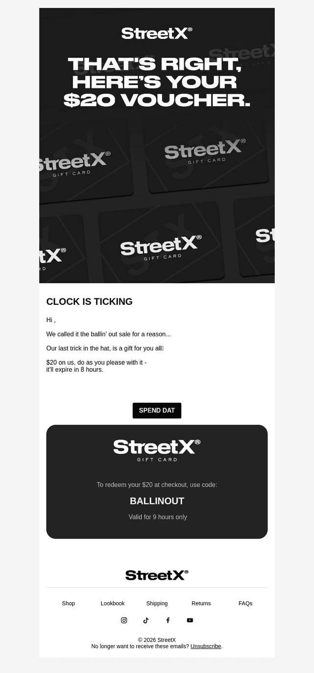 StreetX email from Sat, Jul 4, 2026