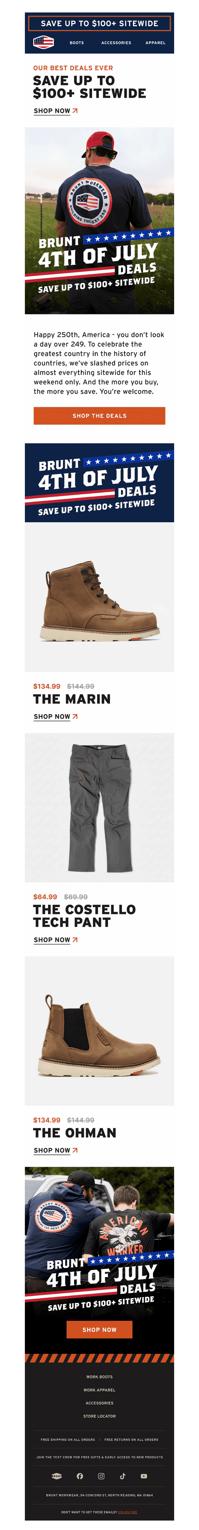 BRUNT Workwear email from Sat, Jul 4, 2026