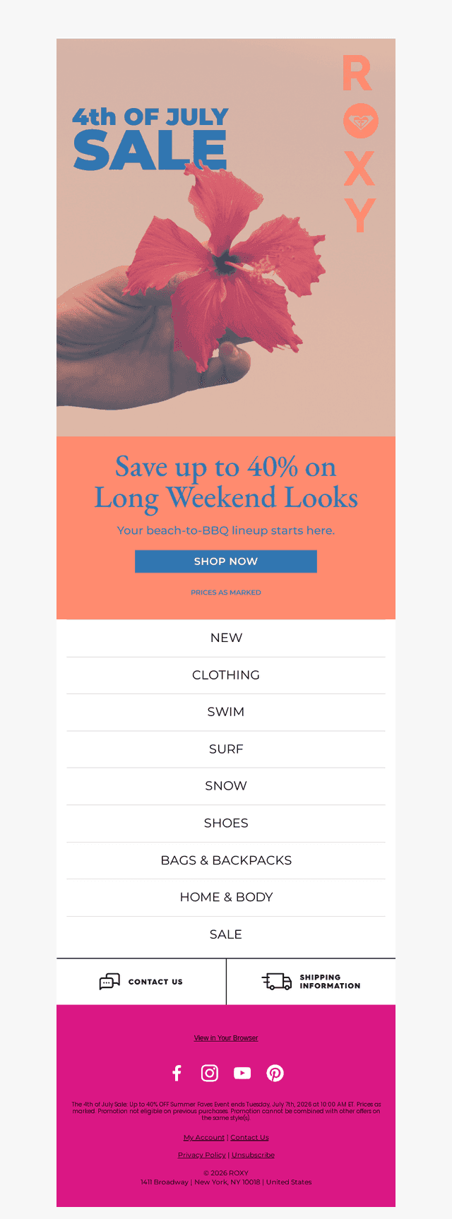 Roxy email from Sat, Jul 4, 2026