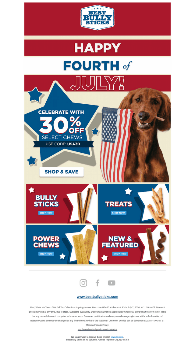 Red, White, & Chew 30% OFF 🇺🇸