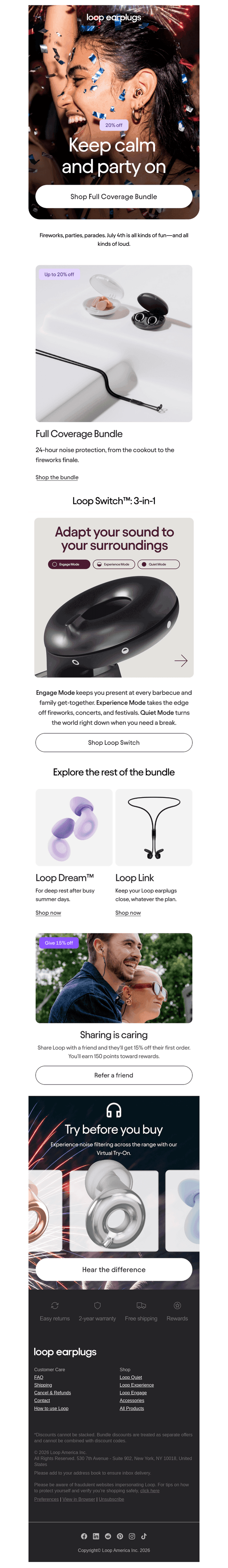 Loop Earplugs email from Sat, Jul 4, 2026