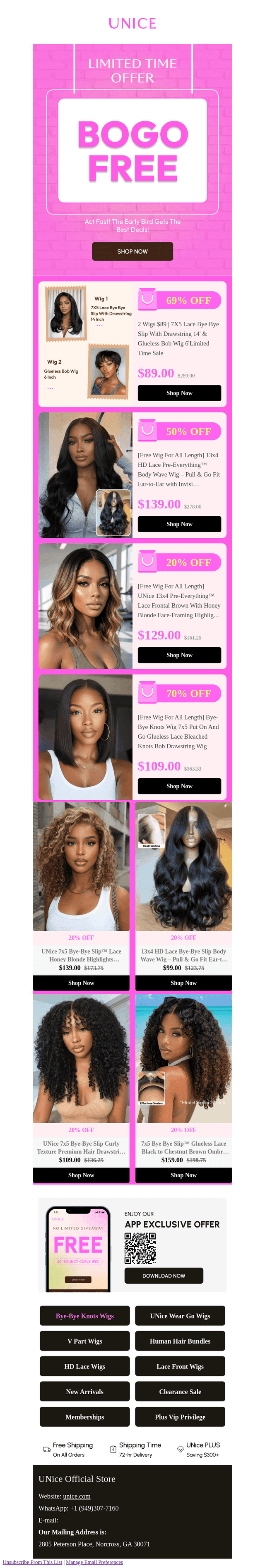 BOGO: Get 2 Wigs at $99