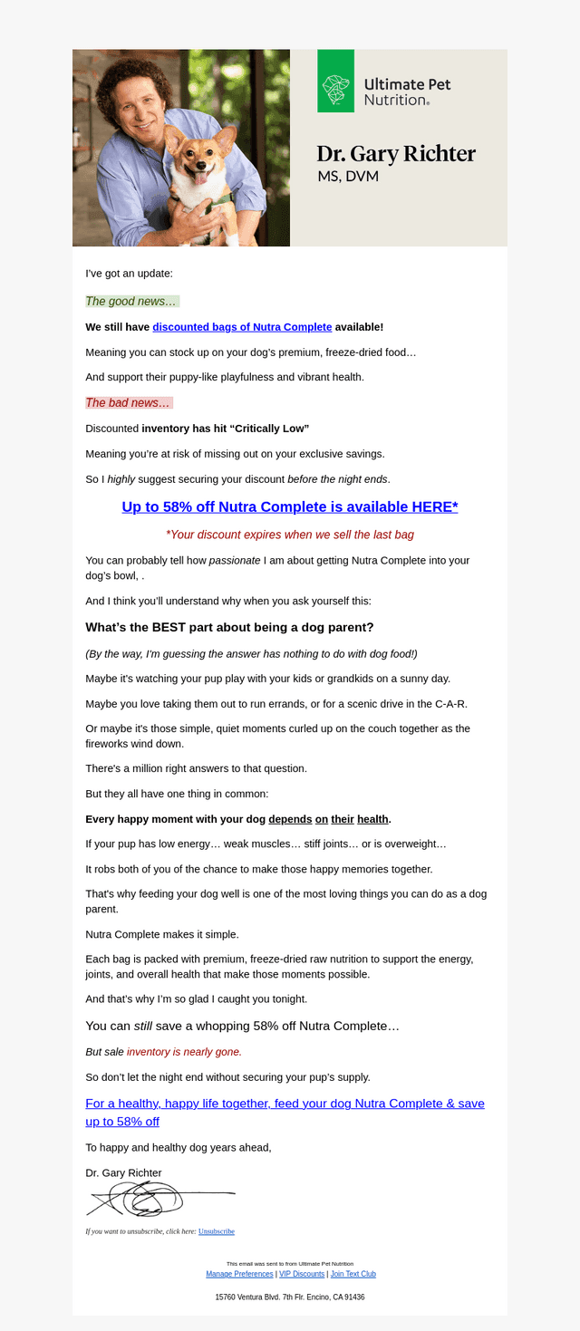 Re: Your Nutra Complete Discount