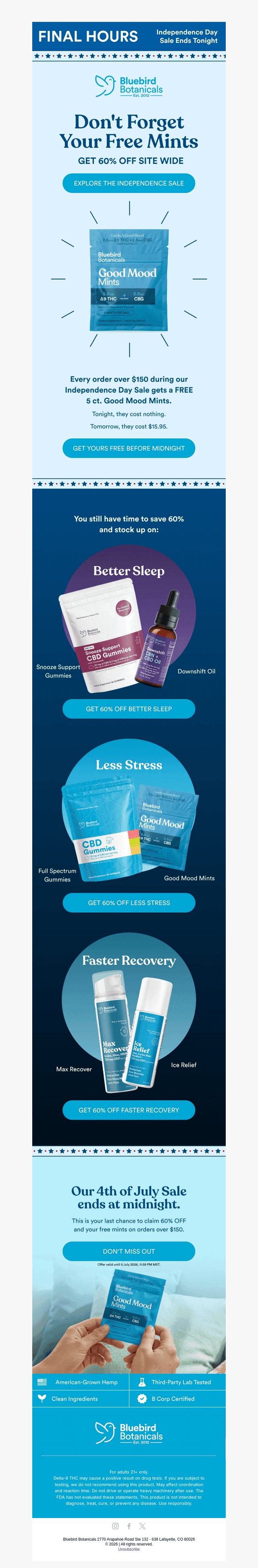 Bluebird Botanicals email from Sun, Jul 5, 2026