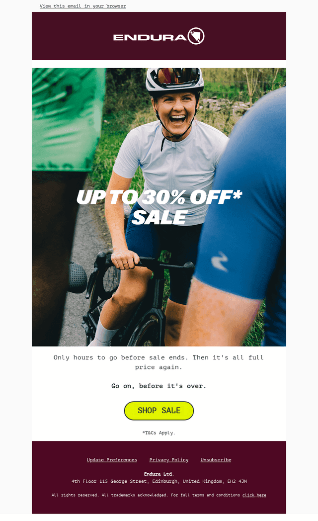 Sale. Ends tonight.