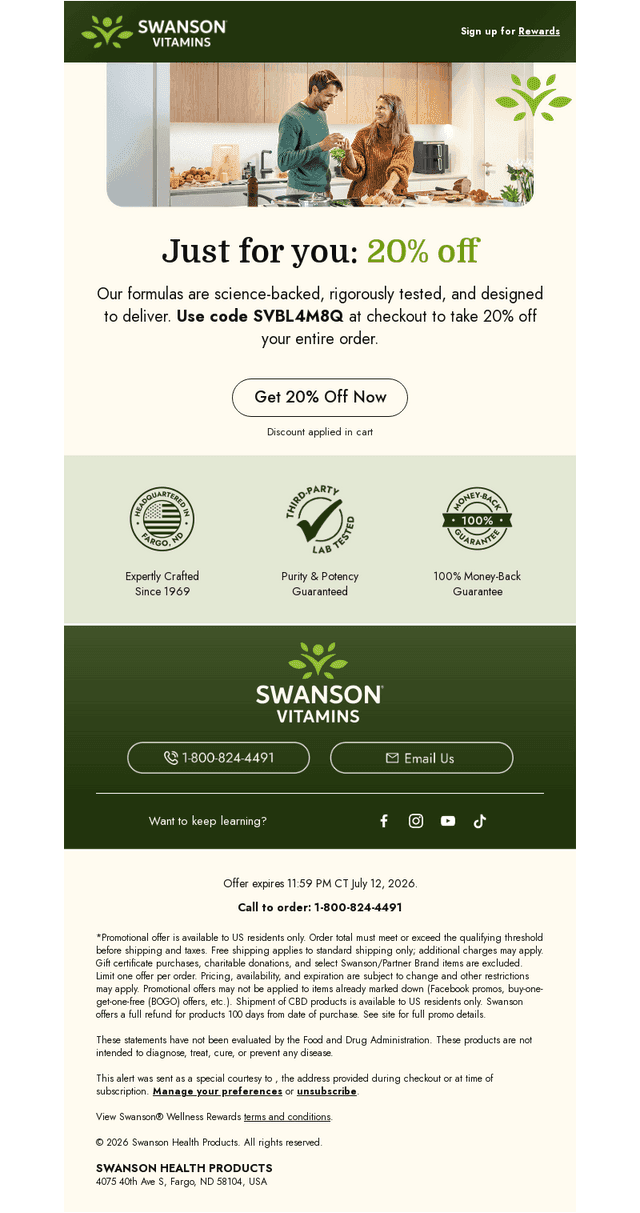 Just for you: 20% off