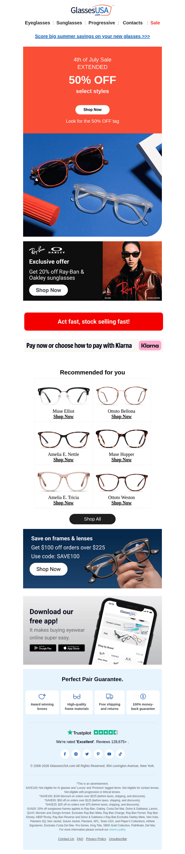 Glasses USA email from Sun, Jul 5, 2026