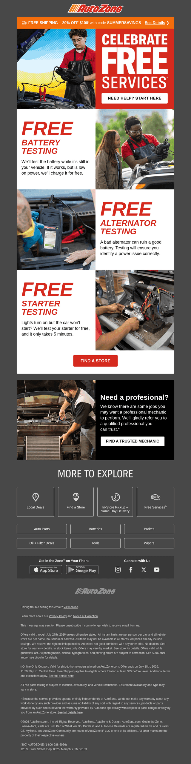 AutoZone email from Sun, Jul 5, 2026