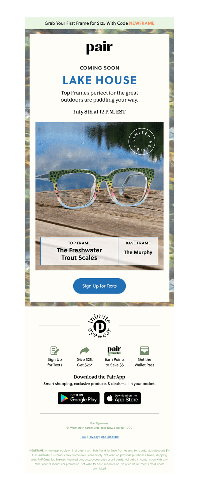 Pair Eyewear email from Sun, Jul 5, 2026