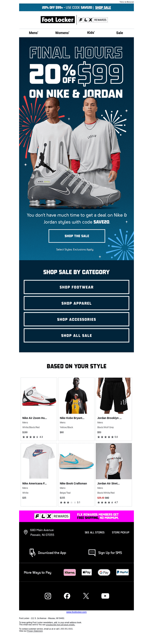 FINAL HOURS: 20% off $99 Nike & Jordan!
