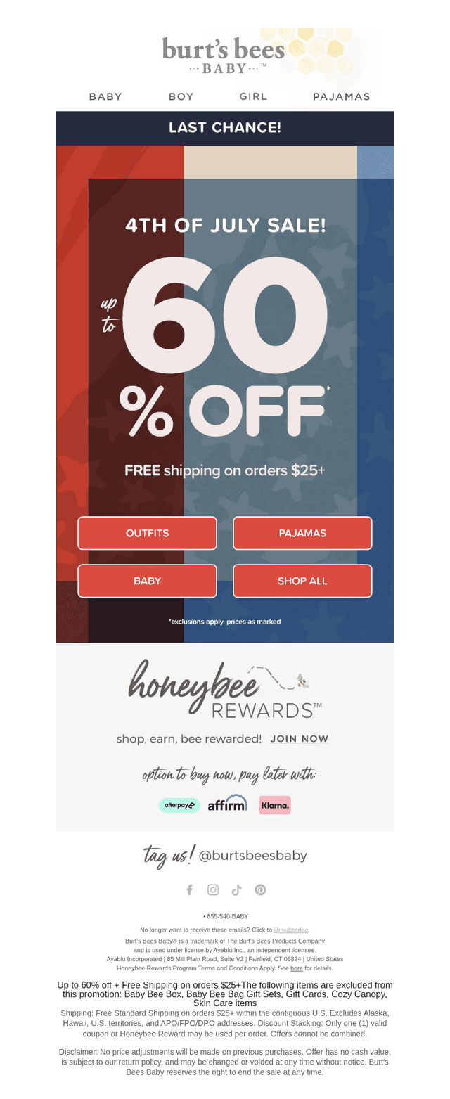 Burt's Bees Baby email from Mon, Jul 6, 2026