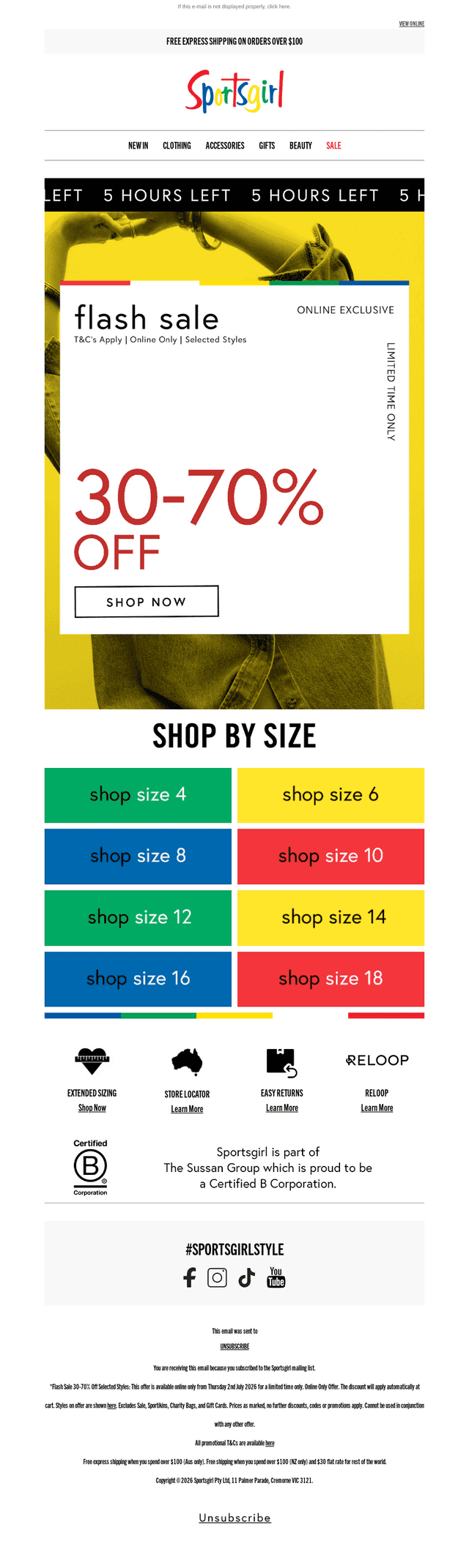 Sportsgirl email from Mon, Jul 6, 2026
