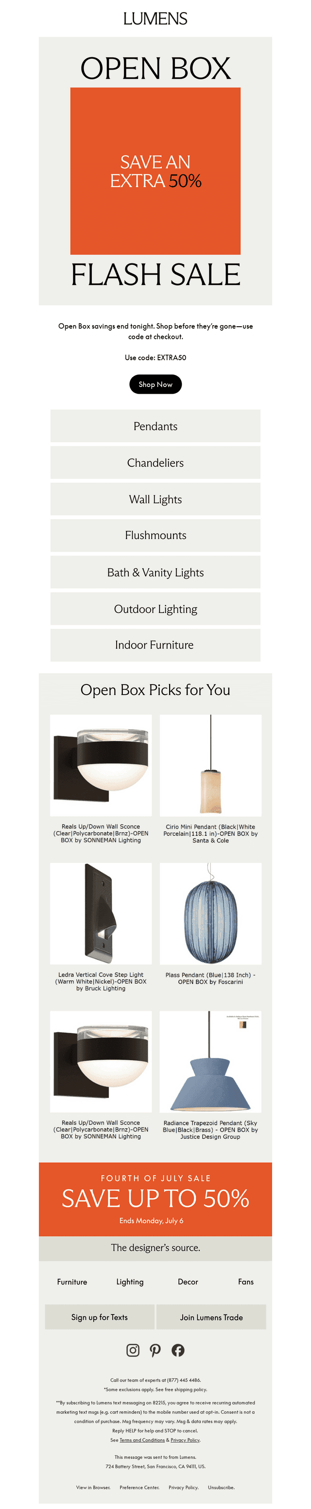 Last Call: 50% Off Open Box Designs