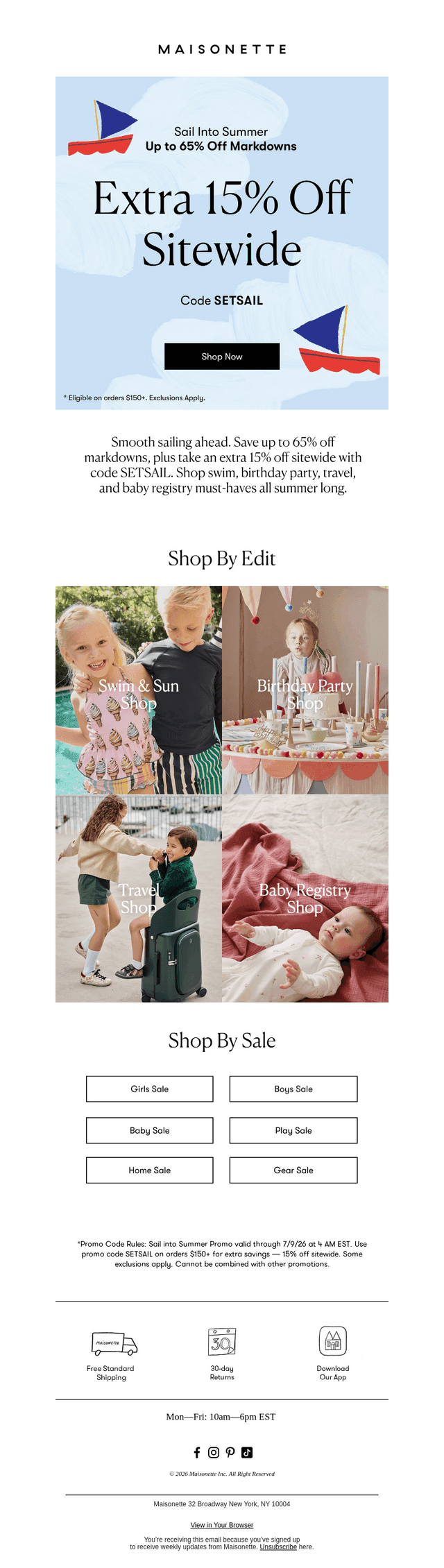 Set Sail on Savings: 15% Off Everything