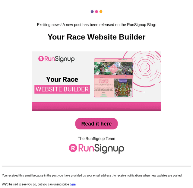 New Post! - Your Race Website Builder