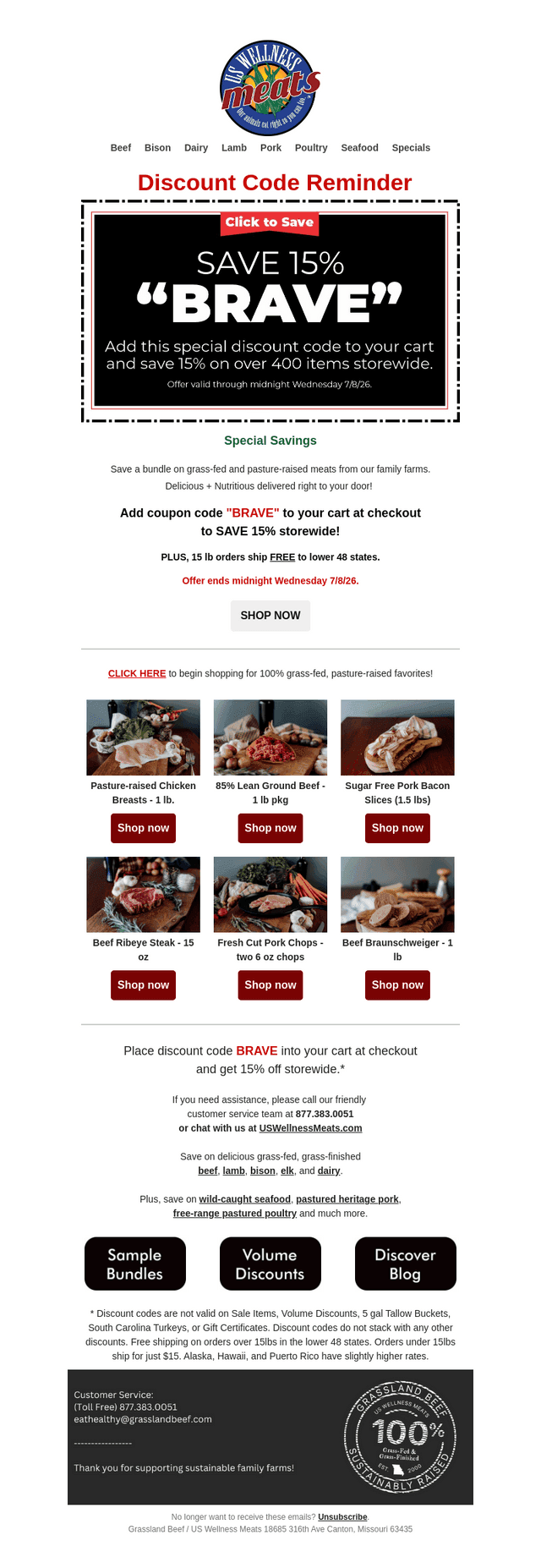 Final Days: Click for Discount Code on Grass-fed Meats!
