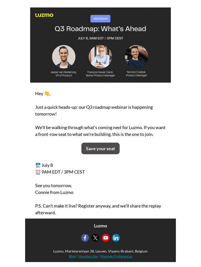 Happening tomorrow: Q3 roadmap webinar