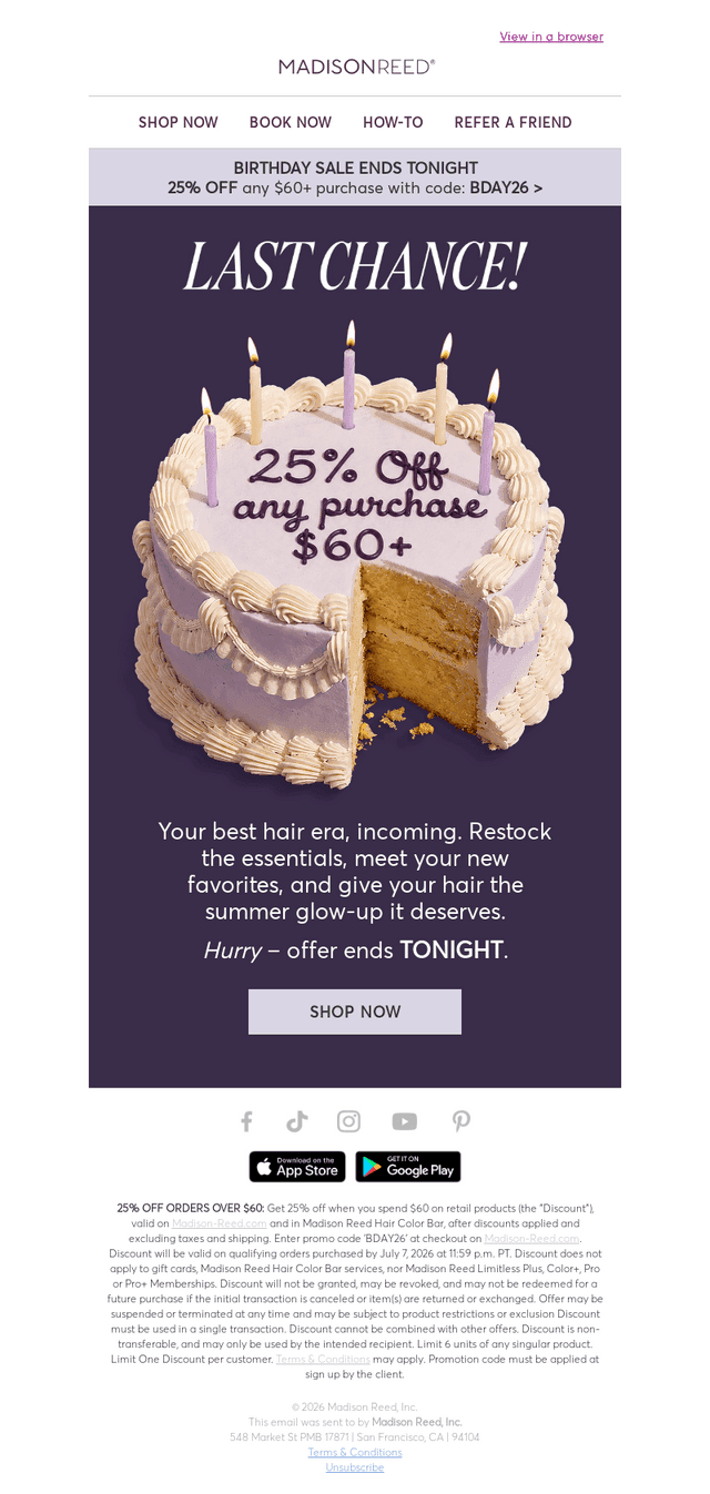 Madison Reed email from Tue, Jul 7, 2026