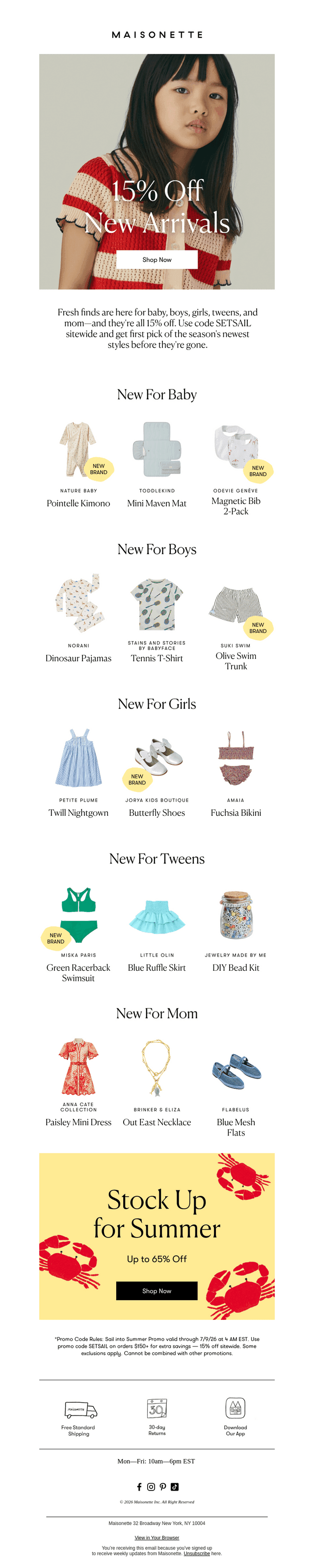 New Arrivals, Summer Savings