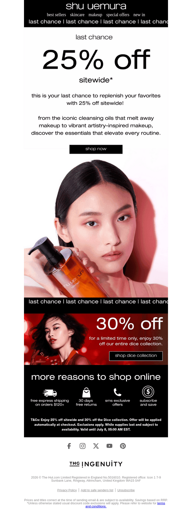 Shu Uemura email from Tue, Jul 7, 2026