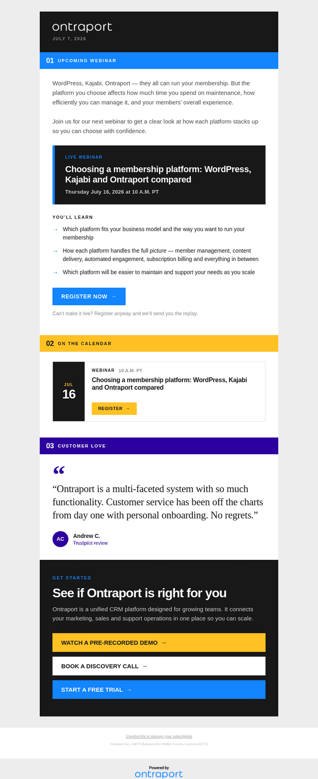 Ontraport email from Tue, Jul 7, 2026