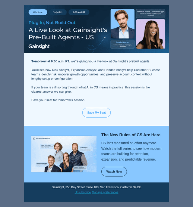 Gainsight email from Tue, Jul 7, 2026