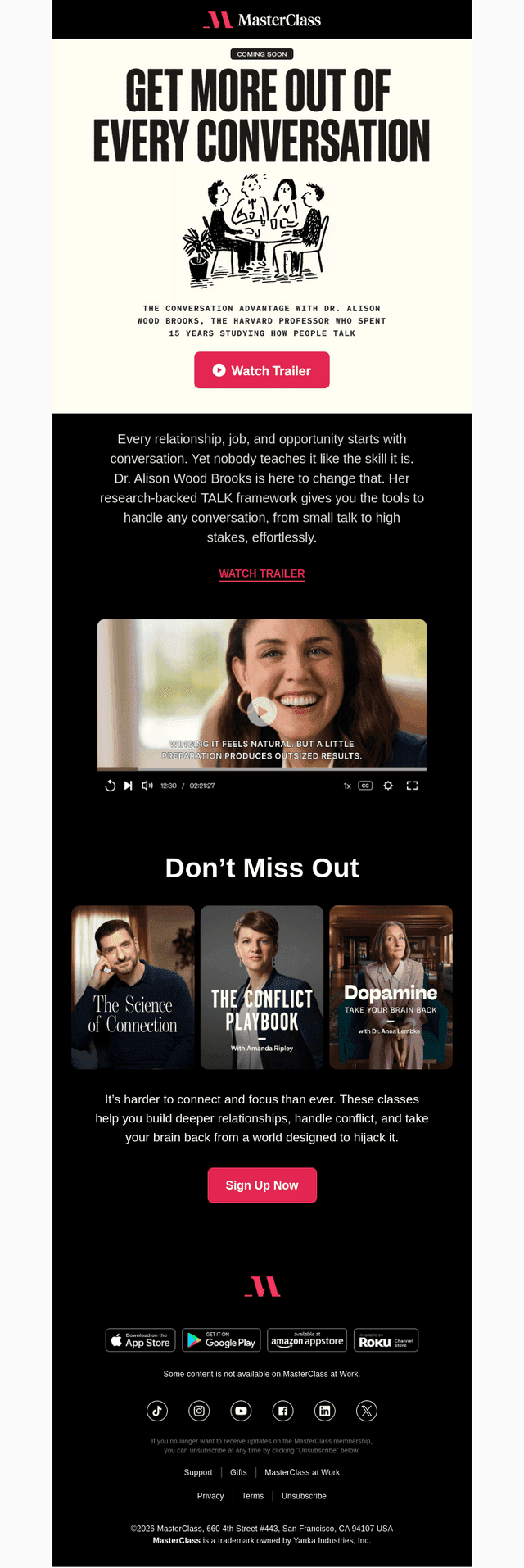 MasterClass email from Tue, Jul 7, 2026