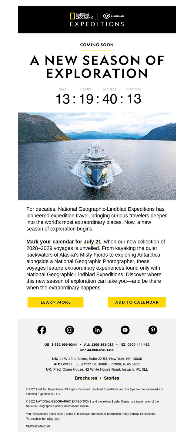 Lindblad Expeditions email from Tue, Jul 7, 2026