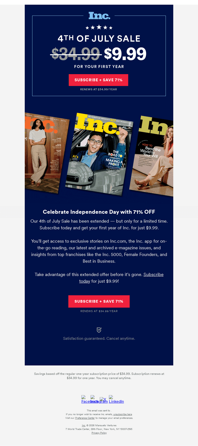 INC Magazine email from Tue, Jul 7, 2026