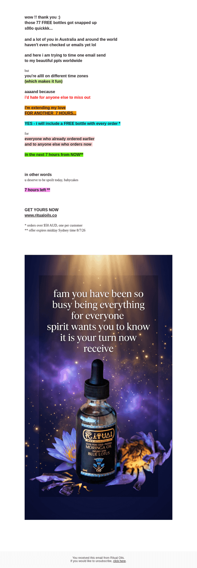 Ritual Oils email from Tue, Jul 7, 2026