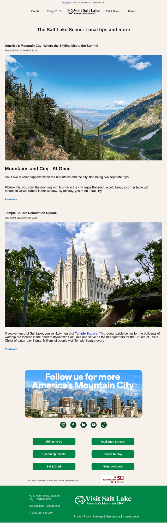 Visit Salt Lake email from Tue, Jul 7, 2026