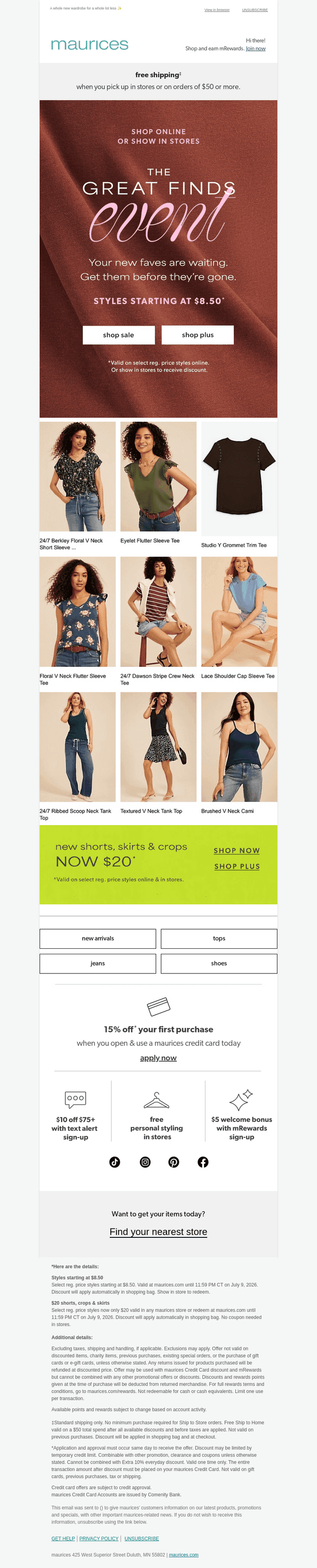 Fresh finds starting at $8.50 (!!)