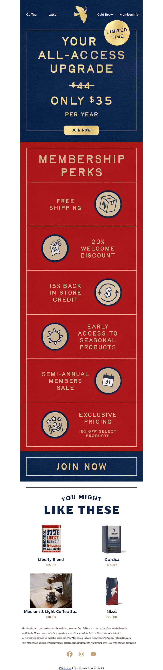 La Colombe Coffee Roasters email from Wed, Jul 8, 2026