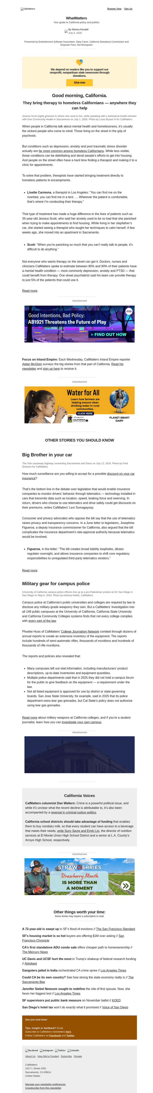 Calm email from Wed, Jul 8, 2026