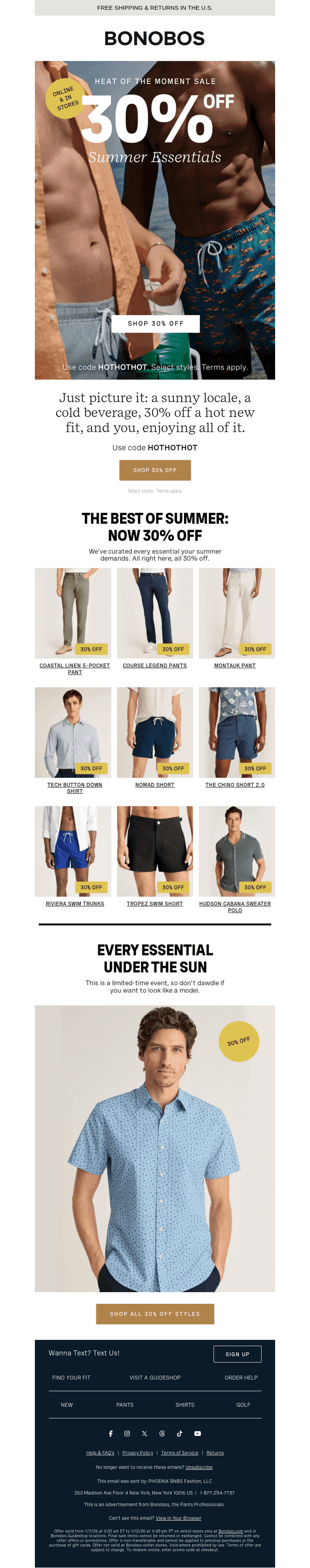 Bonobos email from Wed, Jul 8, 2026