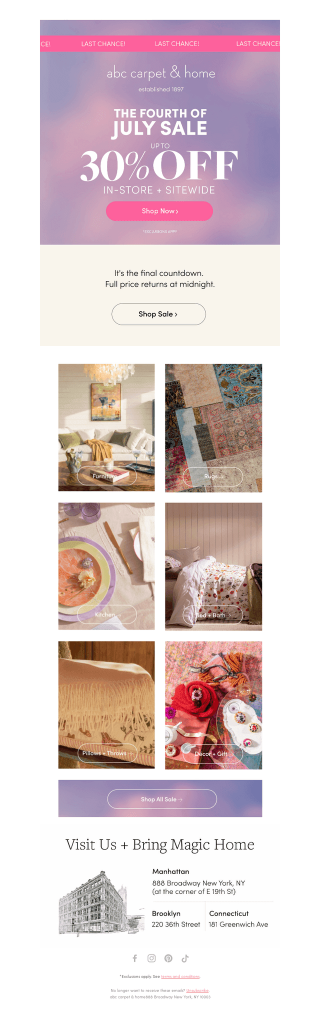 It's the FINAL COUNTDOWN: Up to 30% Off