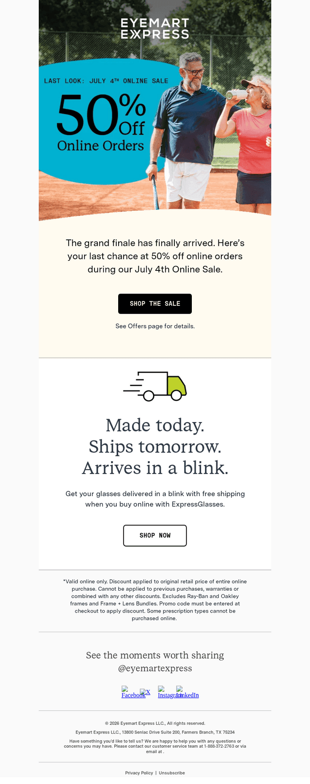 Eyemart Express email from Wed, Jul 8, 2026