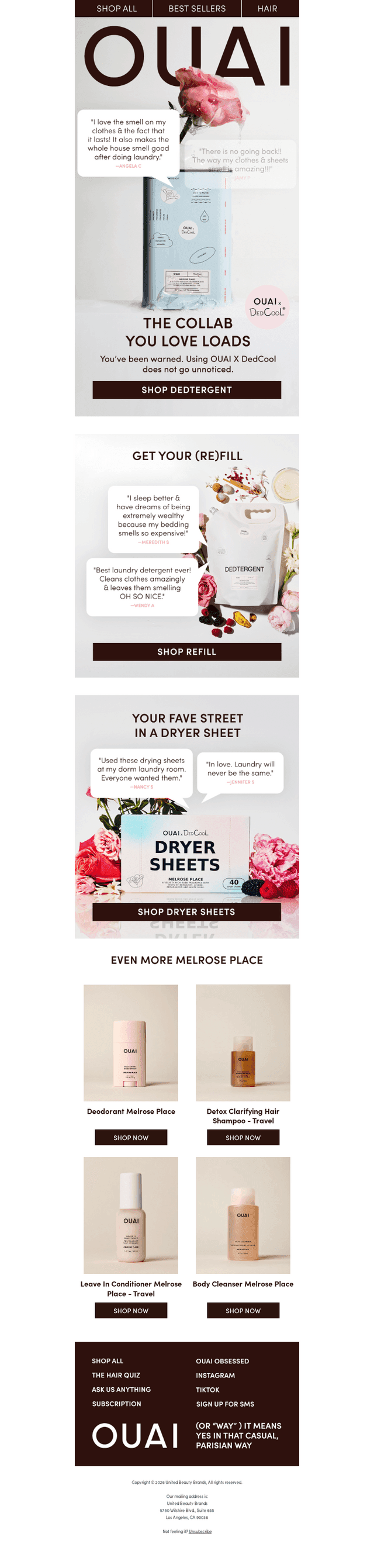 OUAI x Dedcool smells like compliments
