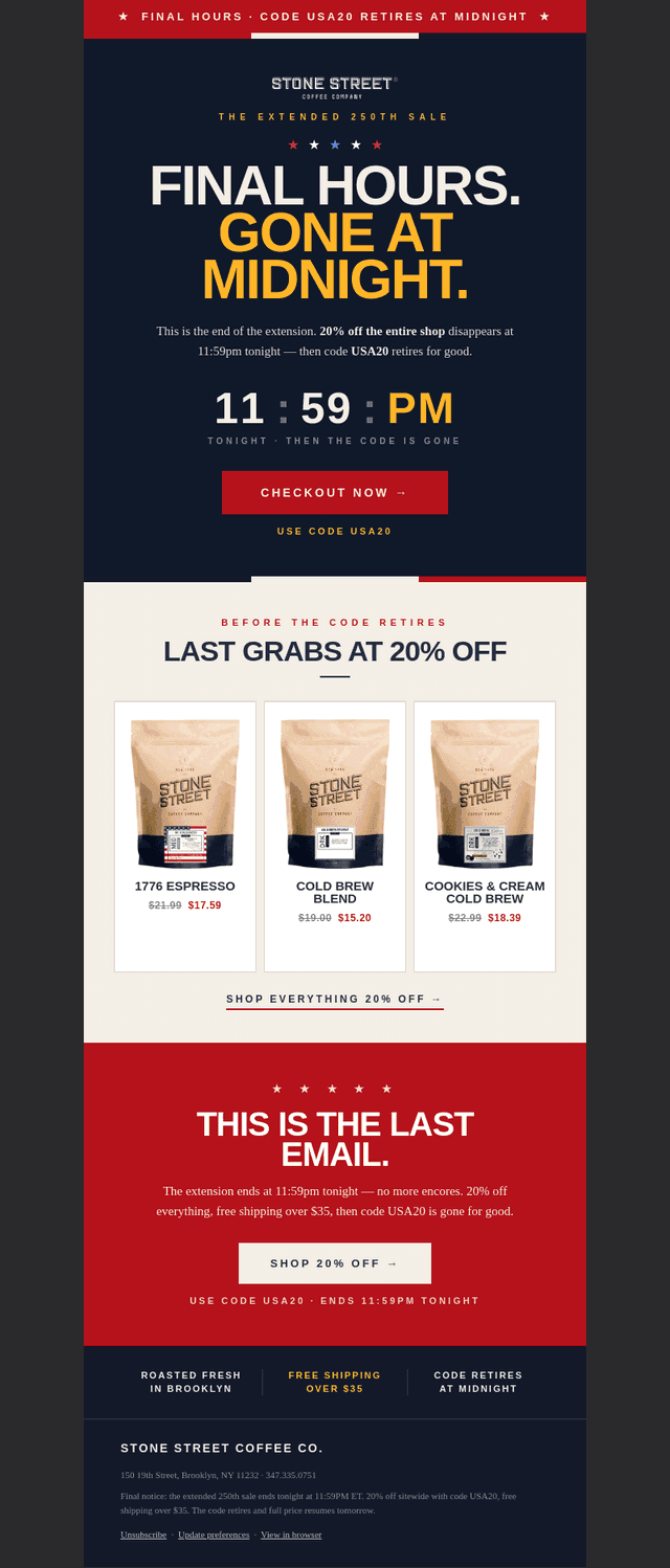 Final hours: 20% off is gone at midnight