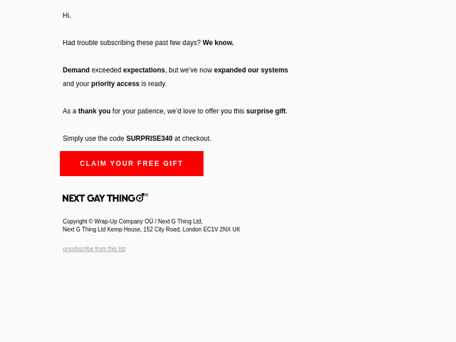 RE: your free gift