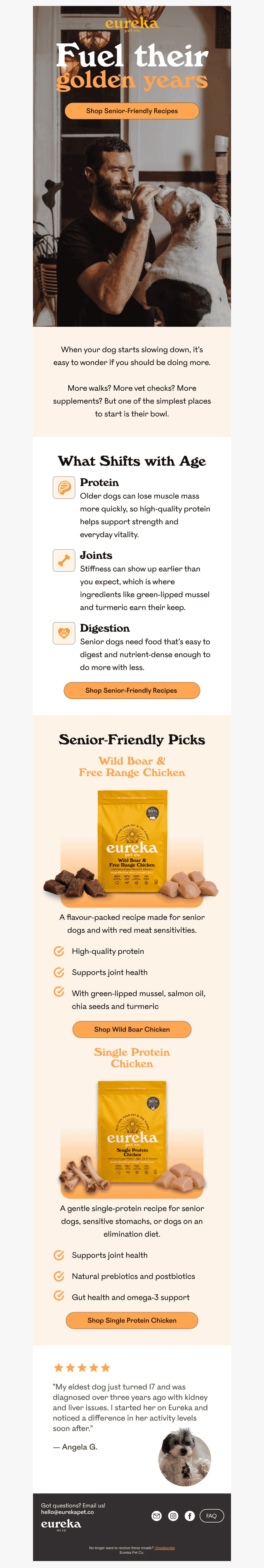 Senior dog, same food?
