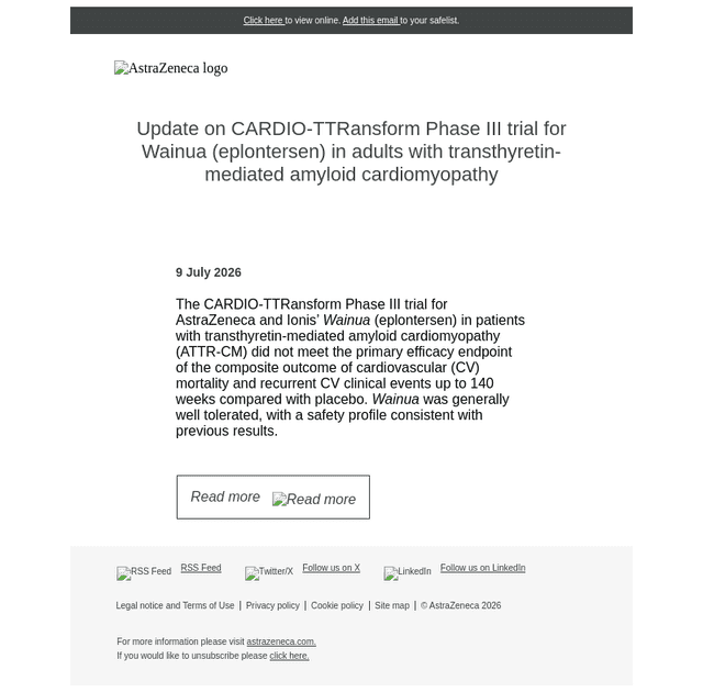 Update on CARDIO-TTRansform Phase III trial