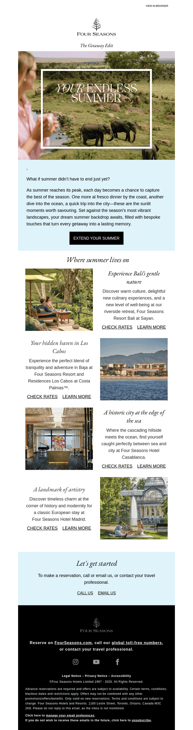 Four Seasons Hotels and Resorts email from Thu, Jul 9, 2026