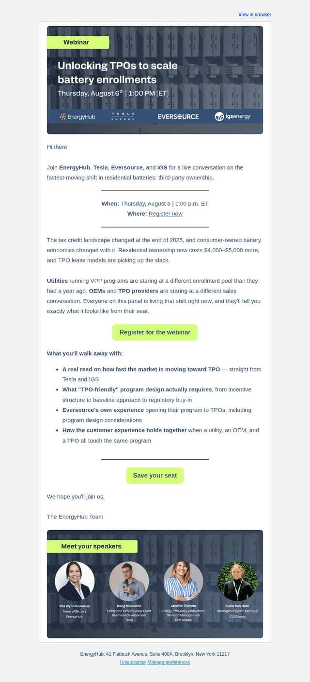EnergyHub email from Thu, Jul 9, 2026